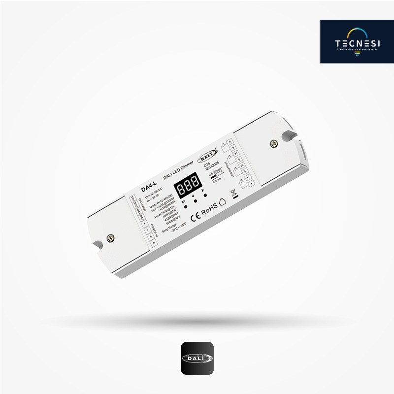 CONTROLADOR TECNESI (DA4-L). DALI, PARA 12-48VDC DE 4CH. DE 5A*4CH: 12V@4*60W, 24V@4*120W. DE 3A*4CH: 36V@4*108W, 48V@4*144W.