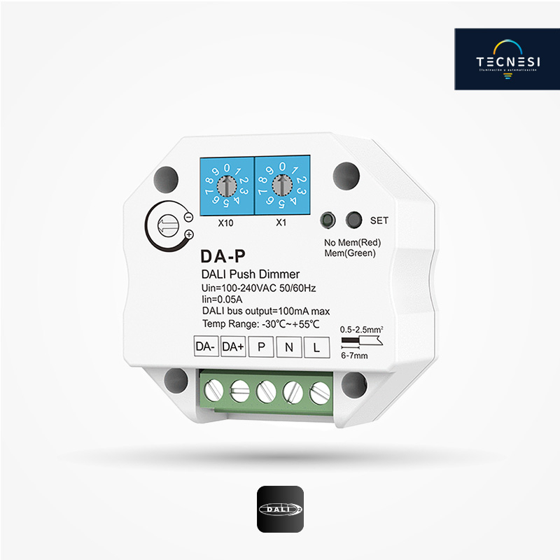 CONTROLADOR TECNESI (DA-P). DALI PUSH DIM DE 1CH. ENTRADA 100-240VAC, MÁX. 0.05A.