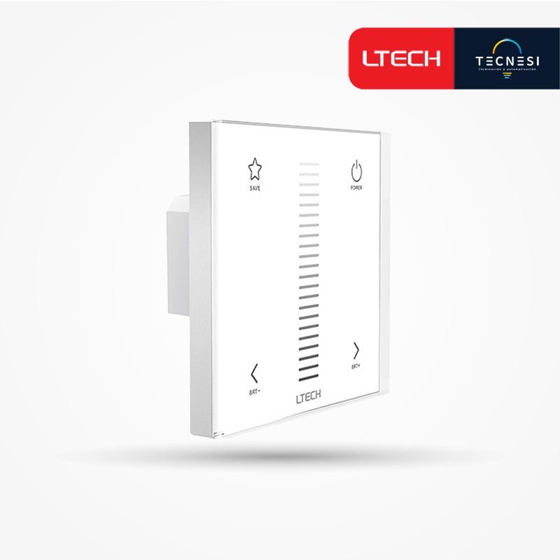 Controlador LTECH (E1). Táctil de 1CH, de 12-24V. Salida: 4A*2CH, (48W-96W)*2CH. Caja tipo 86.