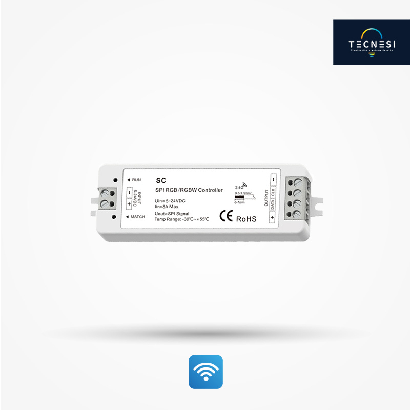 Controlador TECNESI (SC). Para Pixel de 5-24VDC. De 8A. SPI(TTL), máximo 1024 pixel.
